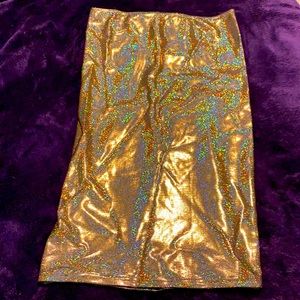 American Apparel Gold Shiny Strapless Mini Dress